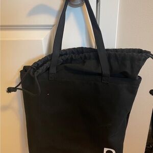 Dermstore Black Canvas Cinch Top Large Tote Handle Bag NEW